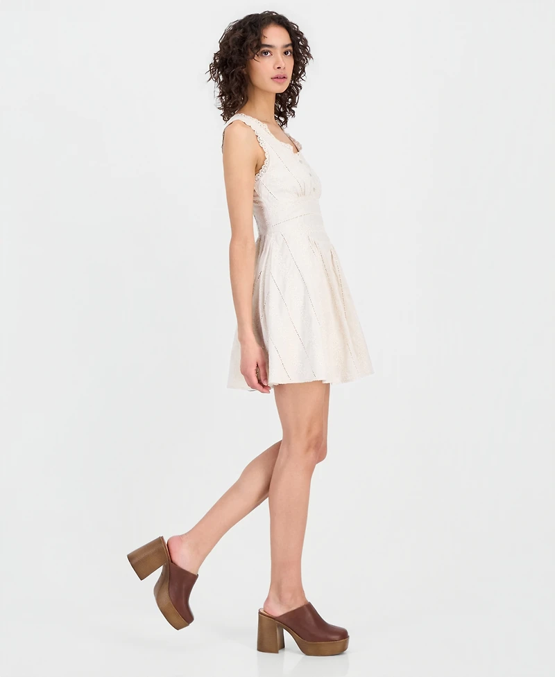 And Now This Women's Embroidered Crochet-Trim Mini Dress, Macy's Exclusive