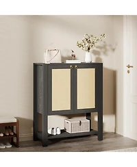 gaomon Farmhouse Shoe Cabinet with Storage 5-Tier Shoe Cabinet with Storage Shelves and Doors Tall Shoe Rack Organizer for Entryway Living Room Closet