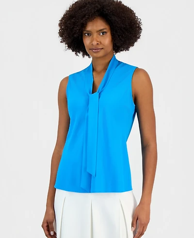 Kasper Women's Sleeveless Tie-Neck Top, Regular & Petite