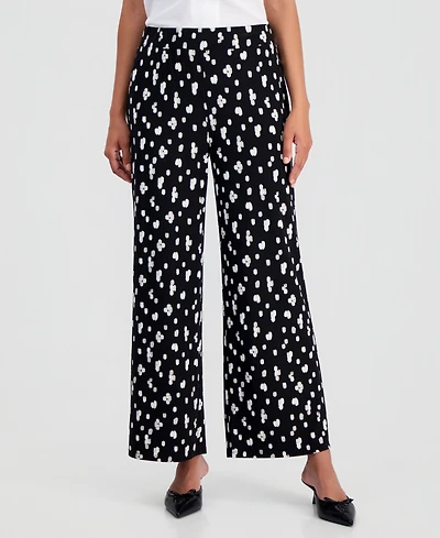 Kasper Women's Pull-On Printed Wide-Leg Soft Pants, Regular & Petite