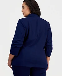 Anne Klein Plus Scrunch-Sleeve Open-Front Blazer