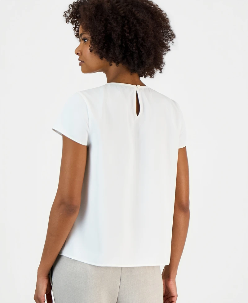 Kasper Women's Pleated Cap-Sleeve Top