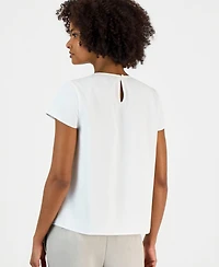 Kasper Women's Pleated Cap-Sleeve Top