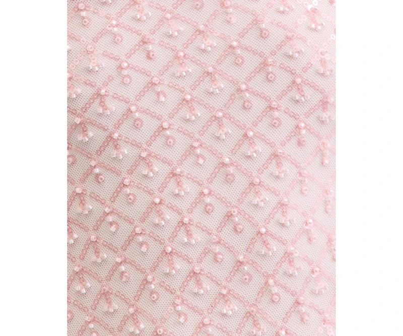 B Darlin Juniors' Beaded V-Neck Lace-Up-Back Gown