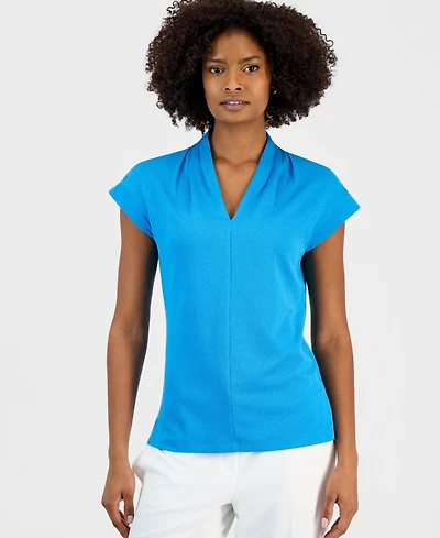 Kasper Petite V-Neck Pull-On Blouse