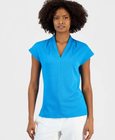 Kasper Womens V Neck Short Sleeve Knit Top