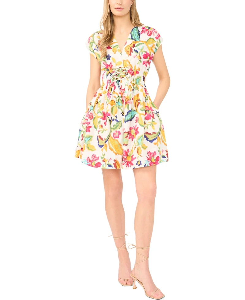 CeCe Women's V-Neck Multi Tie Mini Dress