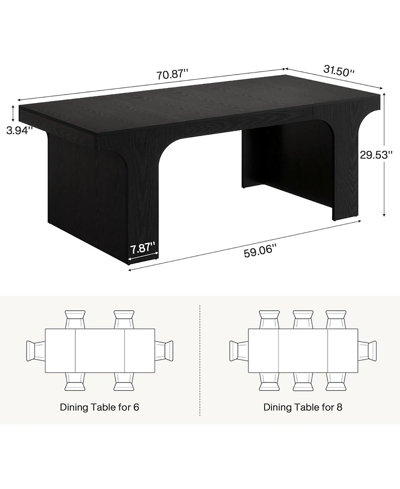 Tribesigns Large Dining Table for 6-8 People, 70.9" Long Wooden Kitchen Dinner Table