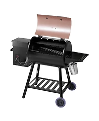 Ecooso Wood Pellet Grill Smoker, 8-in-1 Outdoor Bbq, 456 Sq. In. Cooking Area, Digital Controller, Meat Probe, 500°F Max