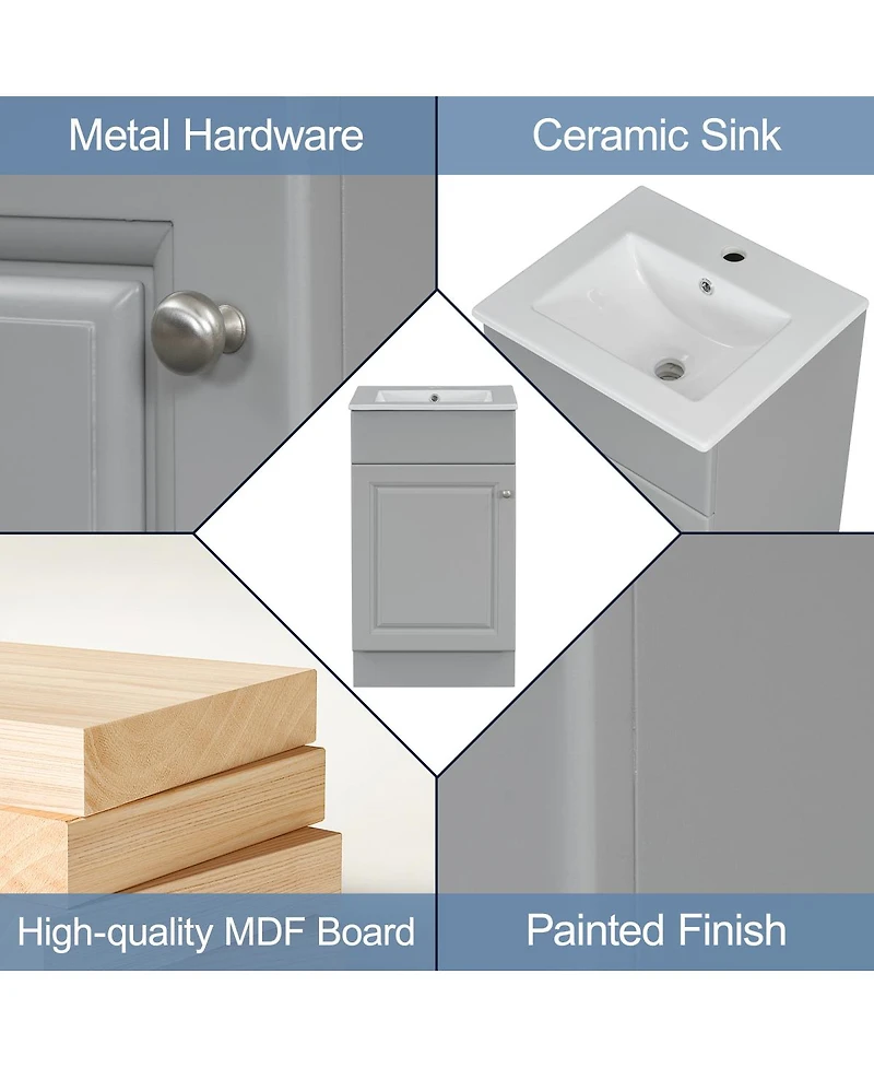 Sillysis Bathroom Vanity with Sink, Painted Mdf Cabinet, Soft Close Door, Adjustable Shelf & Organizer for Small Spaces
