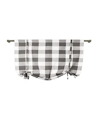 Kate Aurora Country Farmhouse Large Buffalo Plaid Tie Up Window Curtain With Ties