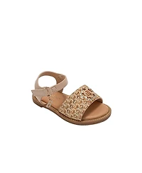 Bebe Little Girls Girl's Fashion Sandal with Flower Medallion and Hanging b Charm – Comfy Dressy Shoes