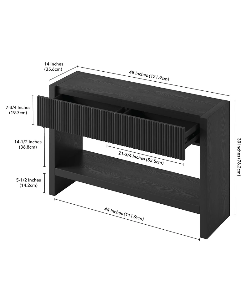 Hudson & Canal Manzanita 48" Solid Wood Wide Rectangular Fluted Console Table