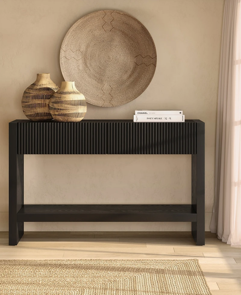 Hudson & Canal Manzanita 48" Solid Wood Wide Rectangular Fluted Console Table