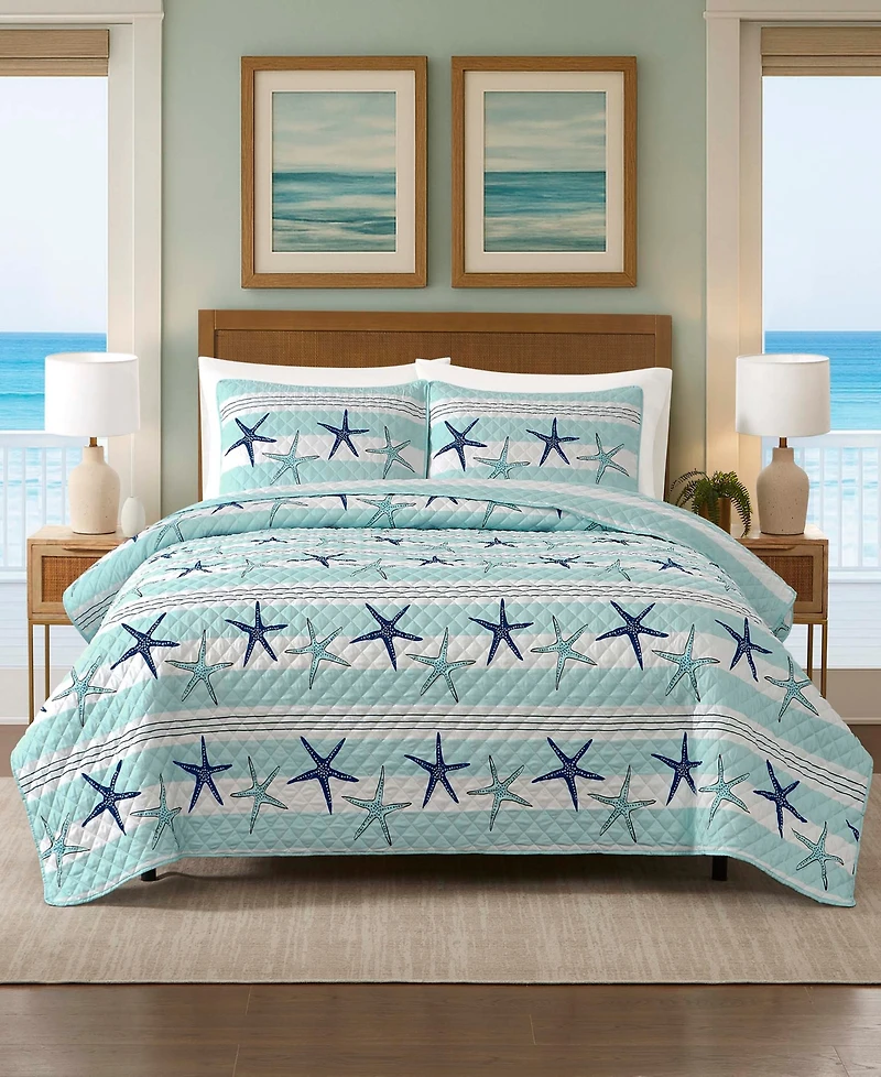 Avanti Starfish Stripe Reversible 3-Pc. Quilt Set, King