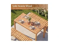 Slickblue Patio Acacia Wood Dining Table with Slatted Tabletop, Seats 4–6 People