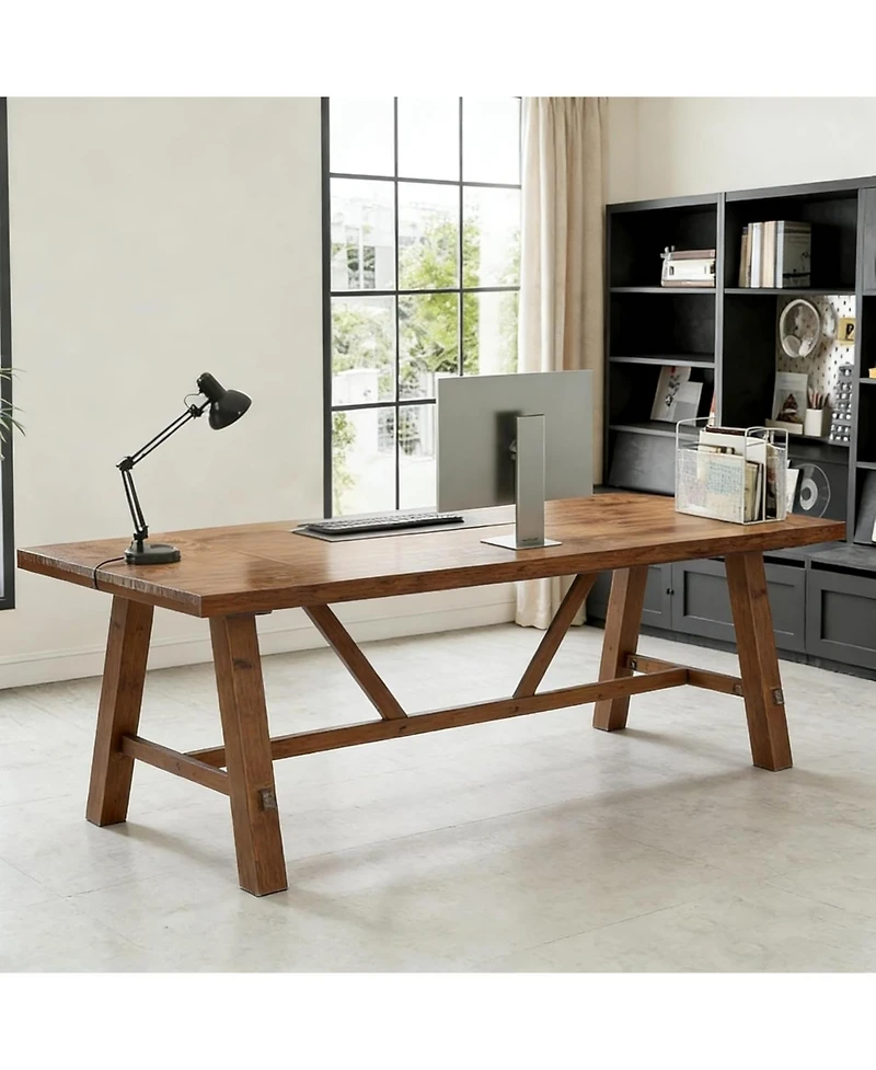 Tribesigns 70.87" Solid Wood Executive Desks, Long Large Office Desk, Farmhouse Computer Desk