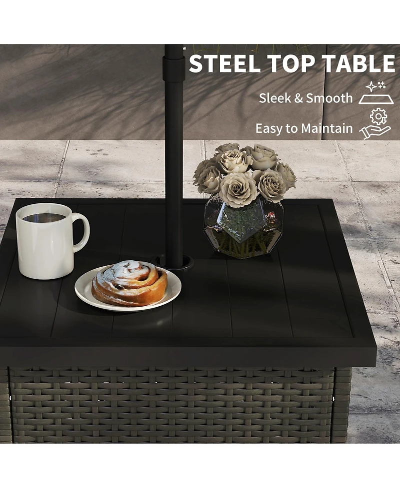 Outsunny Wicker Side Table, Square Pe Rat Outdoor End Table