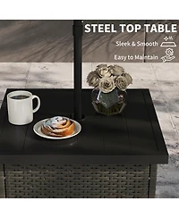 Outsunny Wicker Side Table, Square Pe Rat Outdoor End Table