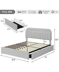 gaomon Bed Frame Storage Headboard 2 Drawers Boucle Upholstered Platform Bookcase Sturdy Noise-Free No Box Spring