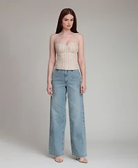 Avec Les Filles Women's Sweetheart Neck Mini Top