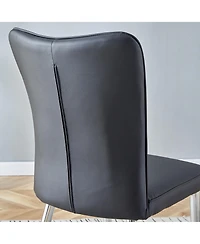 Modern minimalist dining chairs, black Pu leather curved backrest and seat cushions, electroplated metal chair legs, suitable for restaurants, bedroom