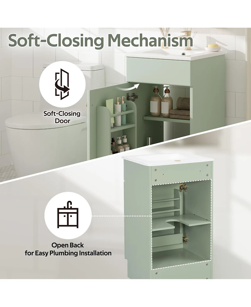 Sillysis Bathroom Vanity with Sink, Painted Mdf Cabinet, Soft Close Door, Adjustable Shelf & Organizer for Small Spaces