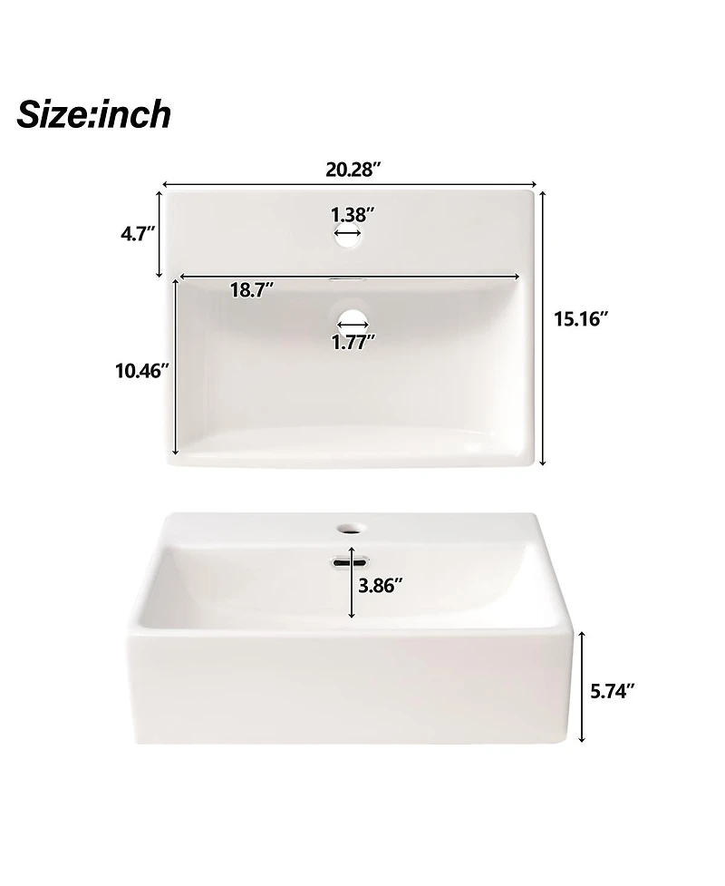 Sillysis 20" Modern Bathroom Vanity with Ceramic Sink, Solid Wood Frame & Drawer for Small Spaces