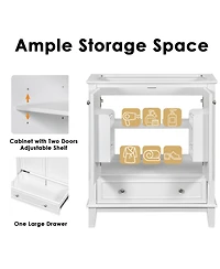 Sillysis Bathroom Vanity with Ceramic Sink, Adjustable Shelf, Multi-Functional Storage, Solid Wood & Mdf