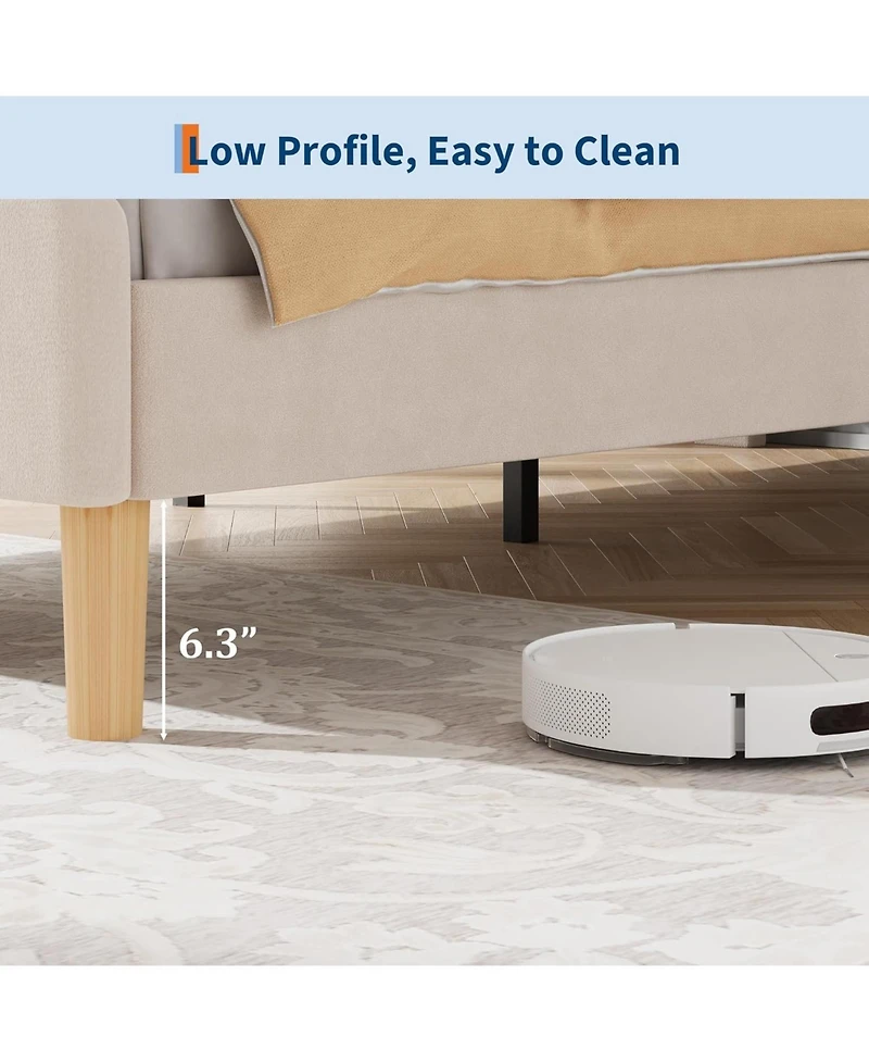 gaomon Upholstered Princess Platform Bed Frame with Rgb Led Lights, Adjustable Velvet Headboard, Wooden Slat Support