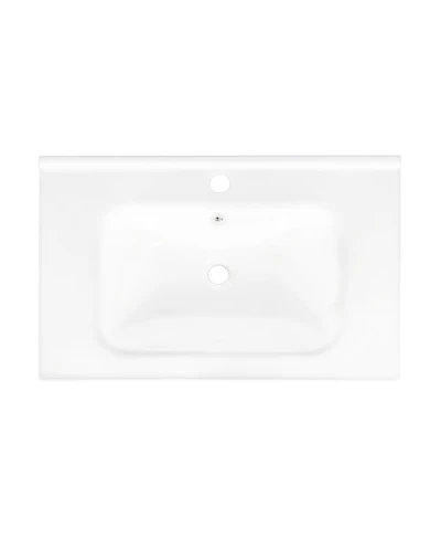 Sillysis 27.8" Rectangular Ceramic Bathroom Sink, Modern Vessel Basin with Overflow for Vanity Cabinet