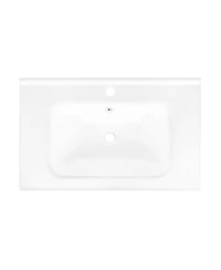 Sillysis 27.8" Rectangular Ceramic Bathroom Sink, Modern Vessel Basin with Overflow for Vanity Cabinet
