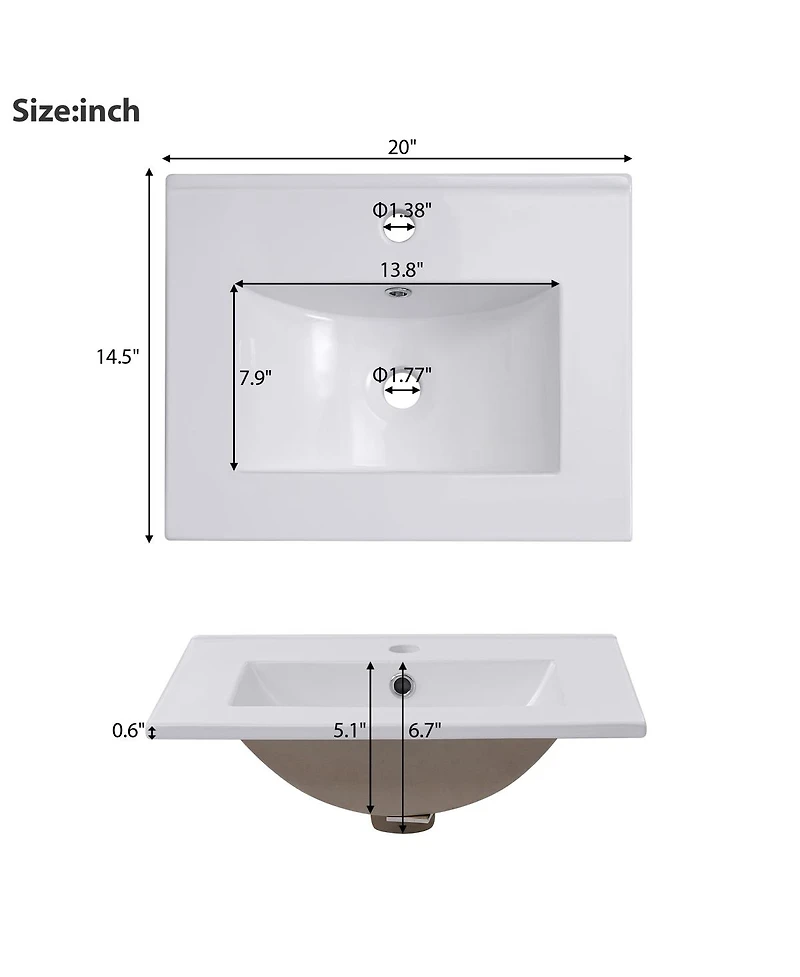 Sillysis Small Bathroom Vanity Cabinet with Ceramic Sink, Soft Close Door & Ample Storage for Compact Spaces