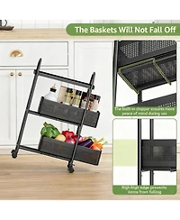 Yigii Slim Storage Cart with Pull-Out Baskets for Narrow Spaces - Kitchen, Bathroom, Laundry