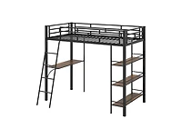Slickblue Twin-Size Loft Bed with Desk, Shelves, and Study Space