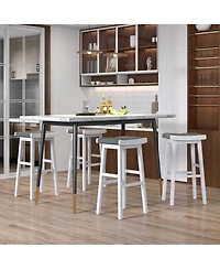 Gymax 4 Pcs Saddle Bar Stools Bar Height Backless Island Pub Chairs Kitchen