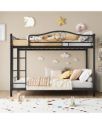 gaomon Twin Over Twin Metal Bunk Bed with Ladder Guardrails Heavy Duty 400 Lbs, No Box Spring Easy Assembly
