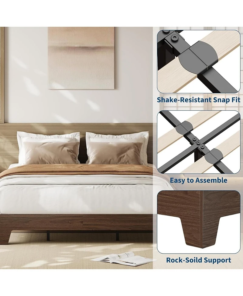 gaomon Platform Bed Frame Underbed Storage Clearance Wood Metal Slat No Headboard No Box Spring Easy Assembly