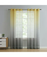 Kate Aurora Tropical Living Semi Matte Sheer Ombre Chic Grommet Top Window Curtains - 52 in. W x 84 L