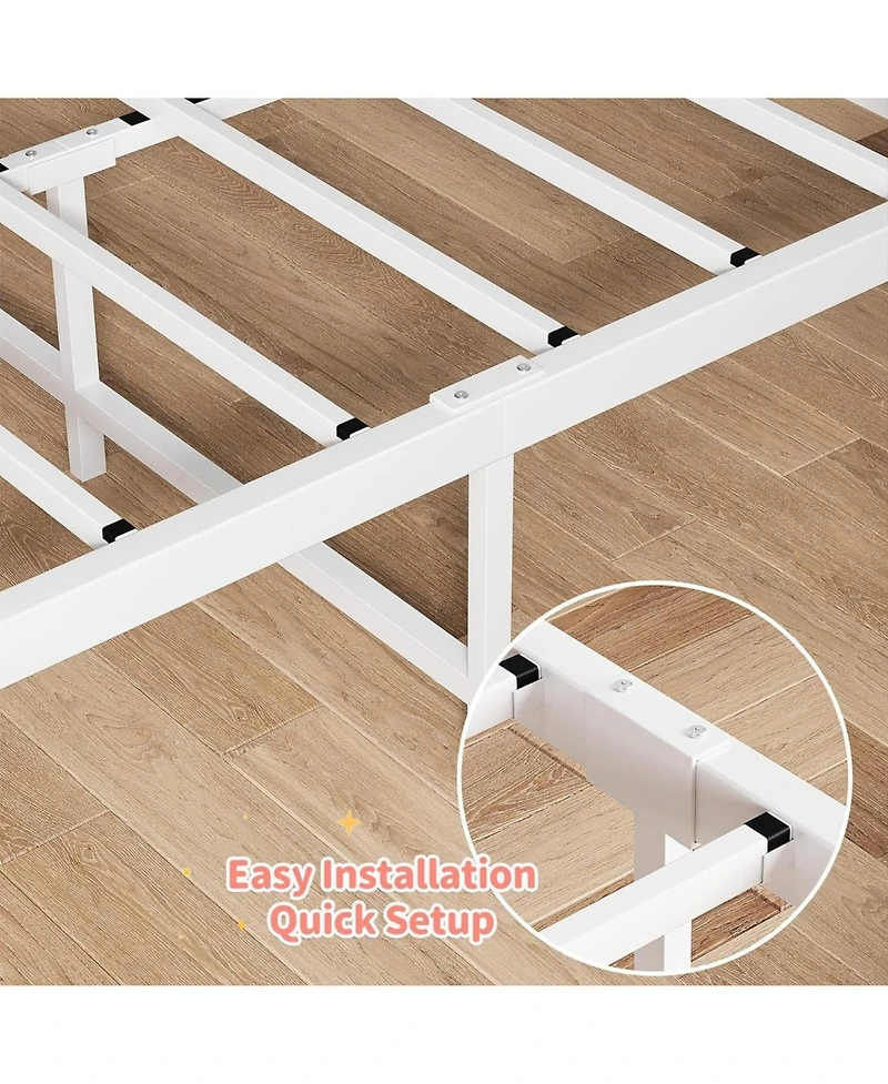 gaomon Metal Frame Platform Bed Iron-Art Heart Headboard Under Storage Footboard 600 Lbs Easy Assembly No Box