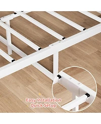 gaomon Metal Frame Platform Bed Iron-Art Heart Headboard Under Storage Footboard 600 Lbs Easy Assembly No Box