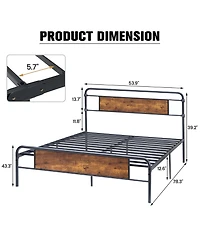gaomon Size MDFandMetal Platform Bed-Curved Frame-Wood Slat Support-No Box Spring Needed