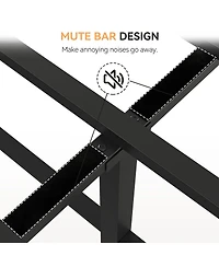 gaomon Queen Size Platform Bed Frame with Rattan Headboard and Footboard- Black Metal Frame- No Box Spring Needed- Noise-Free- Easy Assembly