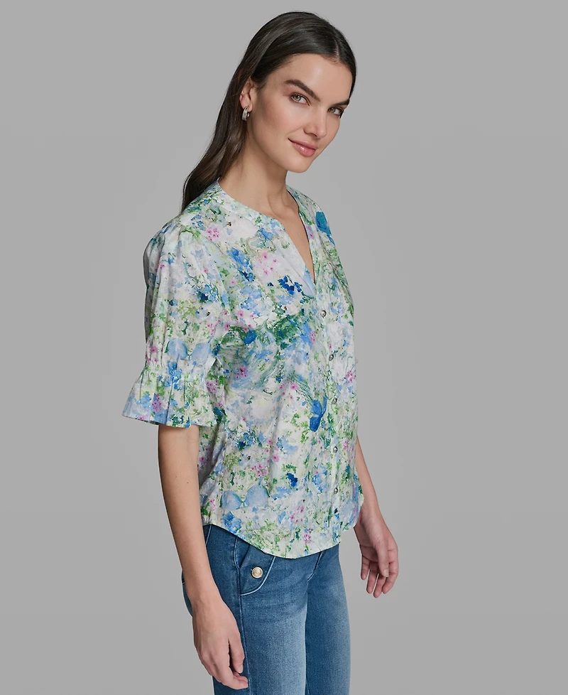 Karl Lagerfeld Paris Petite Short-Sleeve Blouse