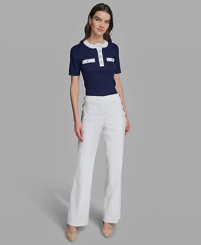 Karl Lagerfeld Paris Petite Mid-Rise Sailor Pants