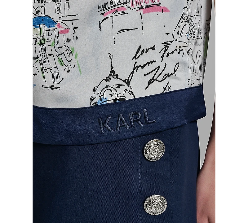 Karl Lagerfeld Paris Petite Short-Sleeve Collared Shirt