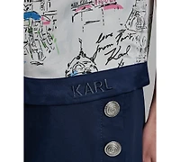 Karl Lagerfeld Paris Petite Short-Sleeve Collared Shirt