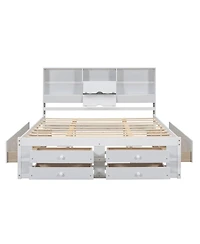 Streamdale Furniture Platform Bed with Storage Headboard and 8 Drawers