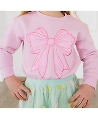 Sweet Wink Little Girls Pink Bow Sequin Patch Sweatshirt