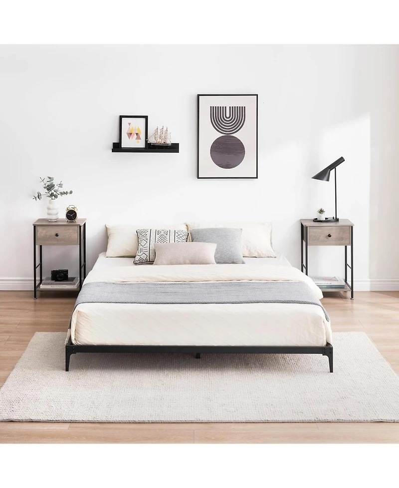 gaomon 6 Inch Low Bed Frame with Steel Slat Support, Low Profile Full Metal Platform Bed Frame No Box Spring Needed